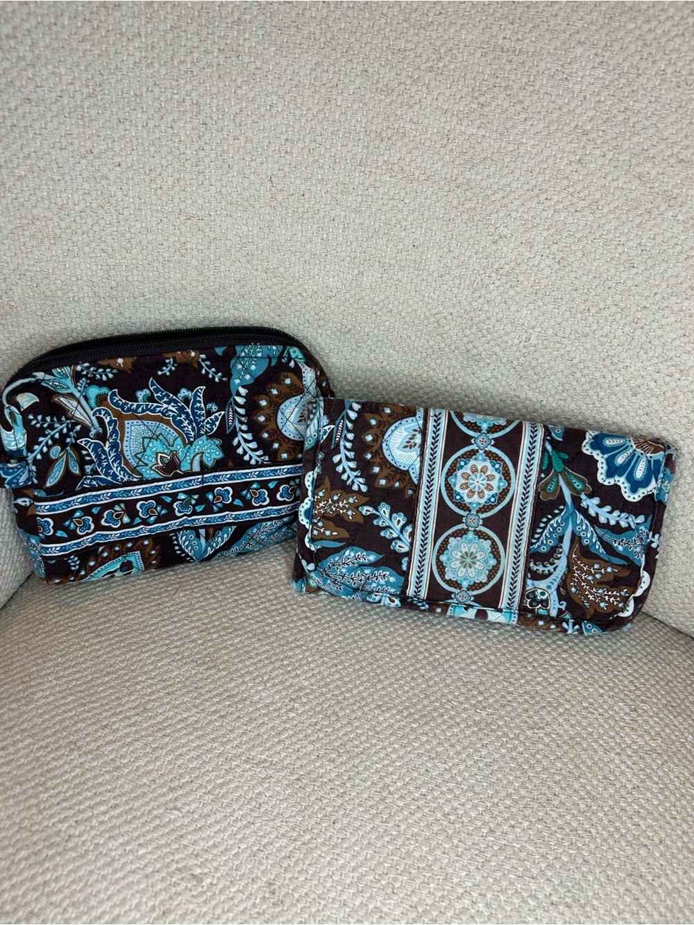 Vera Bradley Velcro closure, large wallet, and small zip pouch in Java blue